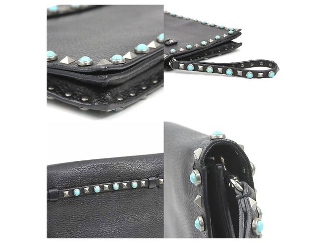 Clutch in pelle nera Valentino Garavani Nero - vista 4