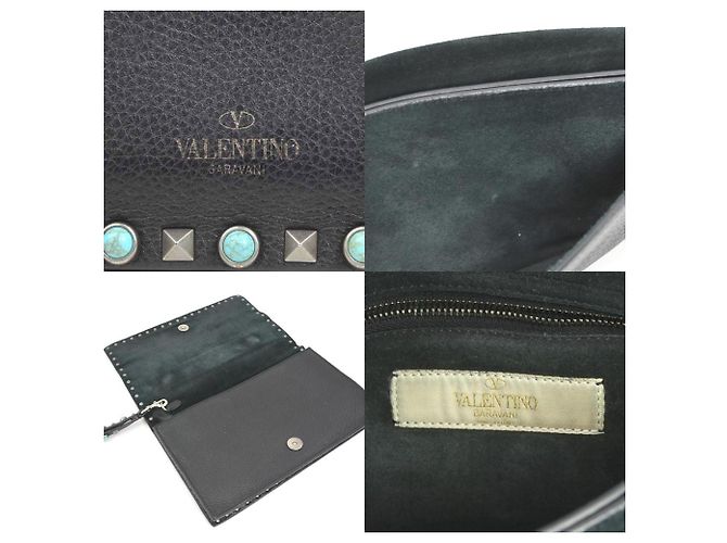 Clutch in pelle nera Valentino Garavani Nero - vista 5