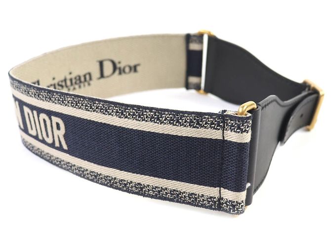 Leder-Gürtel mit Christian Dior Logo-Stickerei Schwarz - Ansicht 2