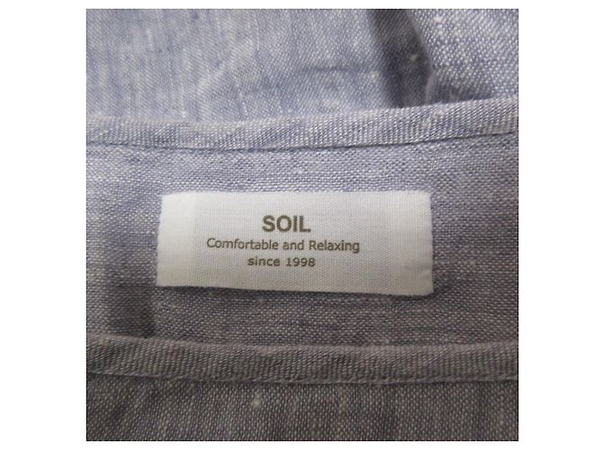Autre Marque Blouse en lin SOIL Gris Bleu clair - vue 11