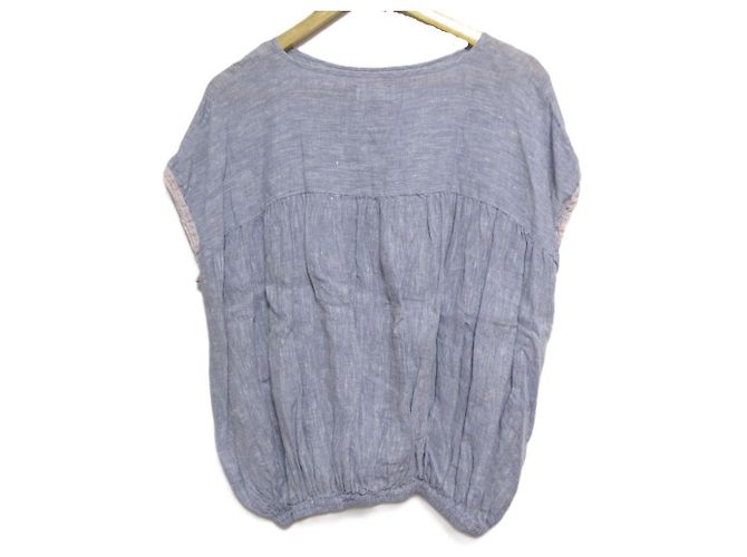 Autre Marque Blouse en lin SOIL Gris Bleu clair - vue 2