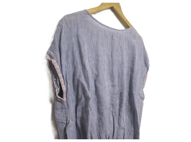 Autre Marque Blouse en lin SOIL Gris Bleu clair - vue 4