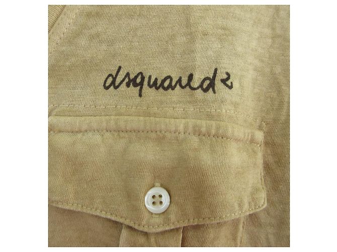 Autre Marque Camiseta V-neck con logo bordado DSQUARED2 Beige - vista 3
