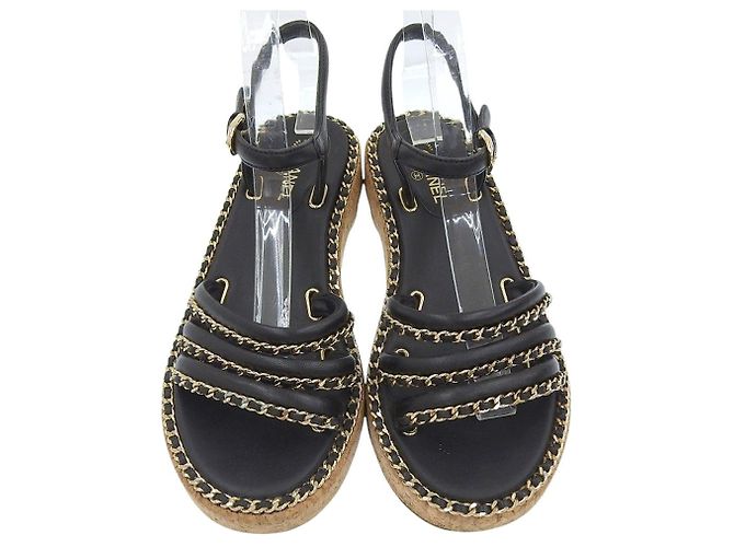 Timeless Sandali in pelle Chanel Coco Mark Nero - vista 2