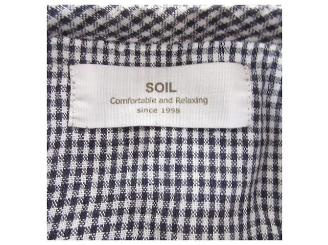 Autre Marque SOIL Karo Leinenhemd Blau - Ansicht 4