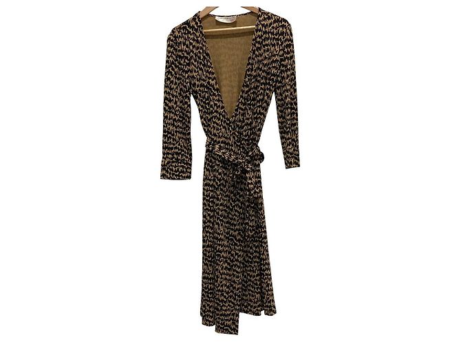 Autre Marque Vestido de seda Diane von Furstenberg Negro Beige - vista 2