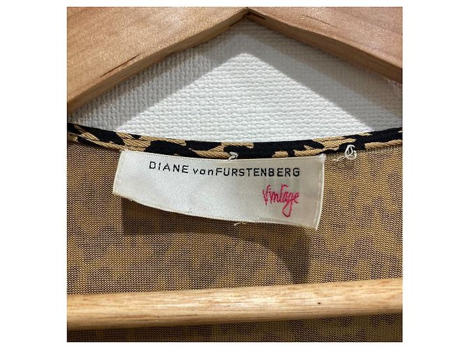 Autre Marque Vestido de seda Diane von Furstenberg Negro Beige - vista 6