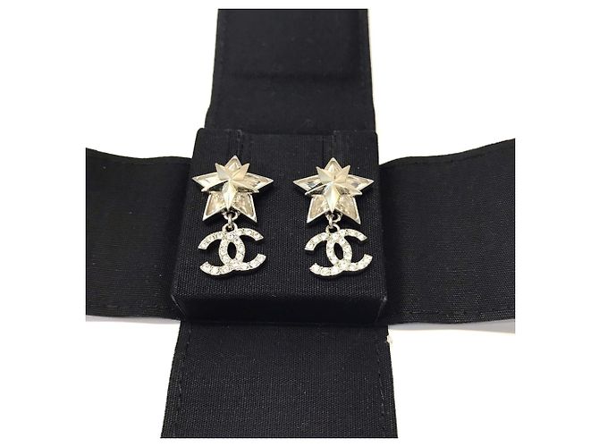Orecchini a goccia placcati in oro Chanel con stella in strass - vista 6