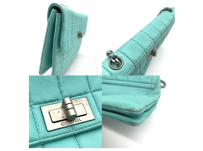 Borsa a mano Chanel 2.55 Chocobar con catena Turchese - vista 4