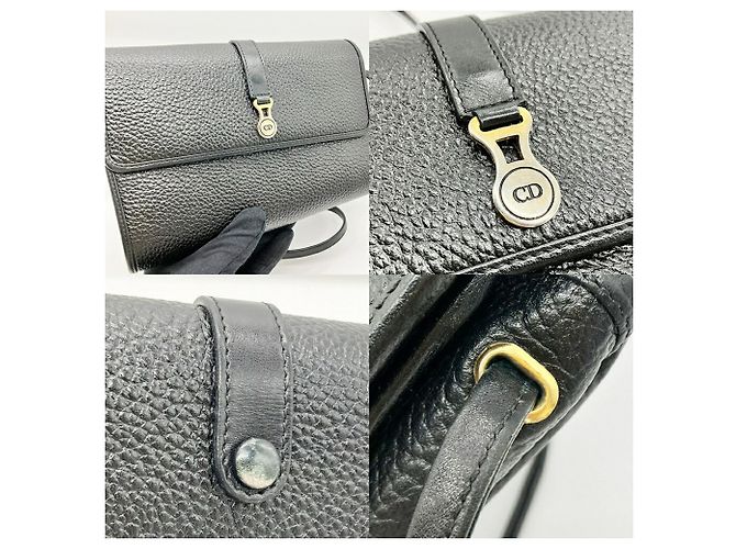 Borsa a spalla in pelle nera Christian Dior Nero - vista 4