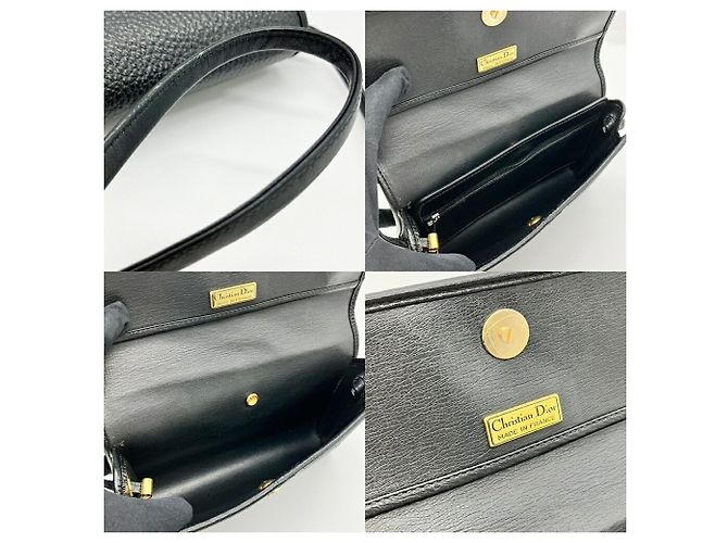 Borsa a spalla in pelle nera Christian Dior Nero - vista 5