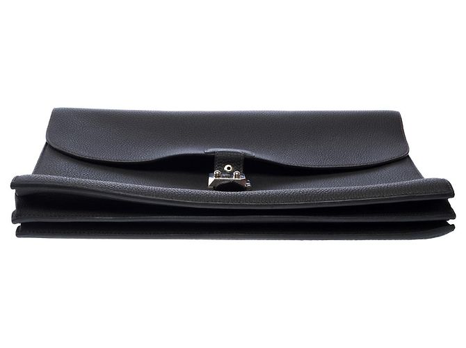 Sac à dépêches Hermès HERMES Black Leather Sac a Depeches - 102968 - view 10