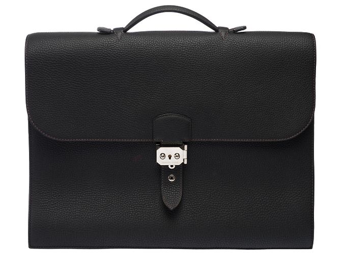 Sac à dépêches Hermès HERMES Black Leather Sac a Depeches - 102968 - view 2