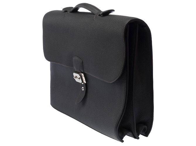 Sac à dépêches Hermès HERMES Black Leather Sac a Depeches - 102968 - view 4