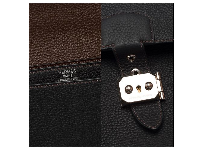 Sac à dépêches Hermès HERMES Black Leather Sac a Depeches - 102968 - view 6