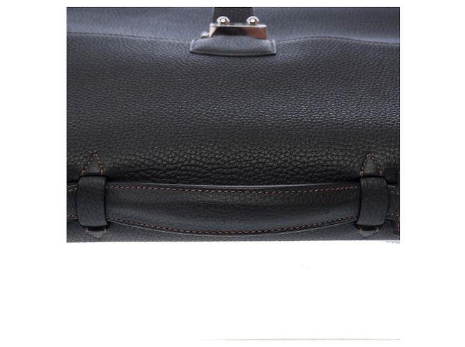 Sac à dépêches Hermès HERMES Black Leather Sac a Depeches - 102968 - view 9