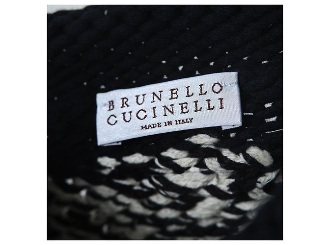 Schwarzer und weißer Strickpullover mit Pailletten von Brunello Cucinelli Braun - Ansicht 4