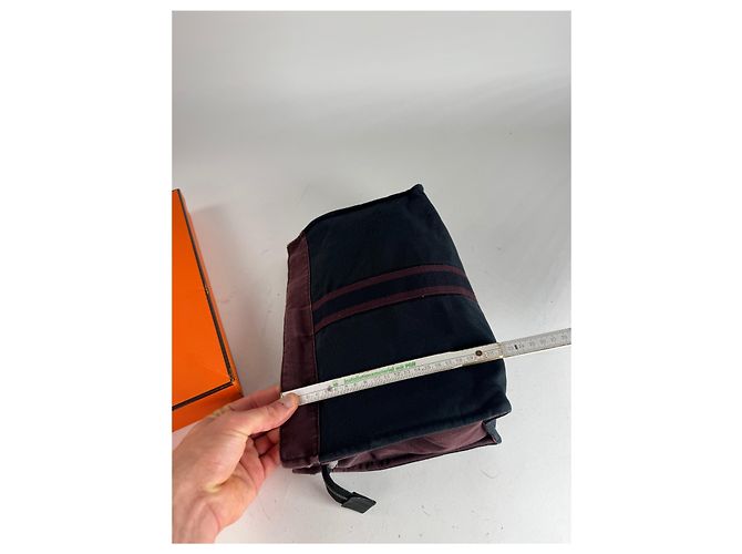 Vintage Hermès Canvas Clutch in Lila und Schwarz - Ansicht 11