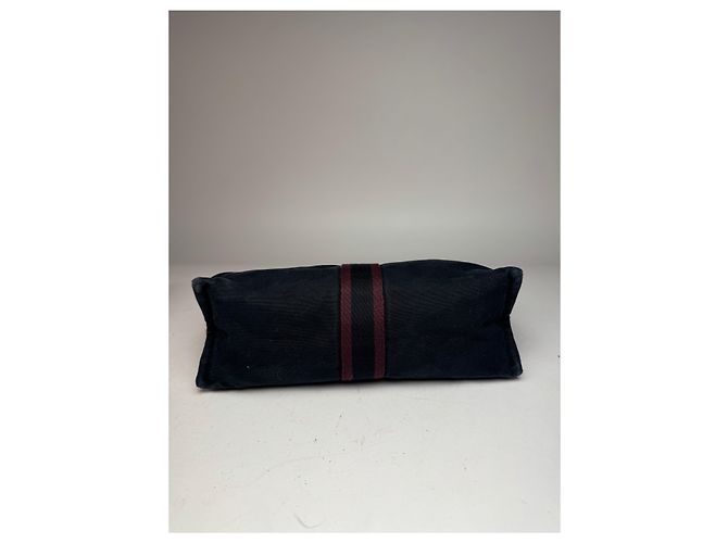 Vintage Hermès Canvas Clutch in Lila und Schwarz - Ansicht 12
