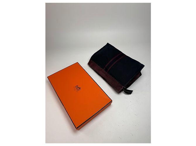 Vintage Hermès Canvas Clutch in Lila und Schwarz - Ansicht 13