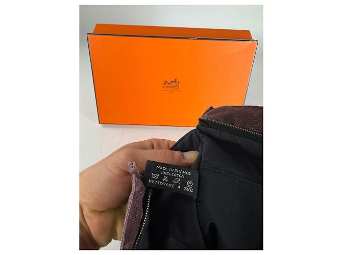 Vintage Hermès Canvas Clutch in Lila und Schwarz - Ansicht 6