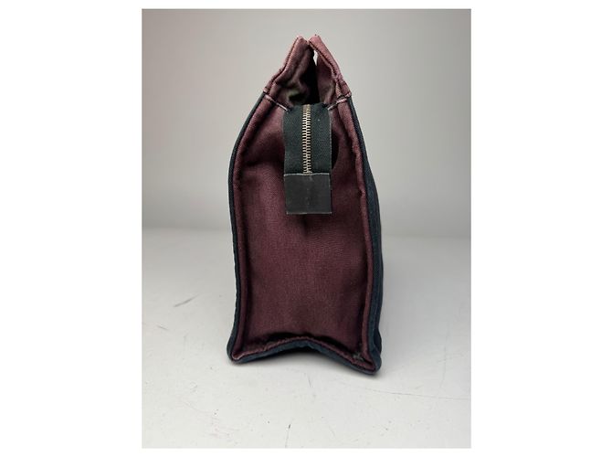 Vintage Hermès Canvas Clutch in Lila und Schwarz - Ansicht 7