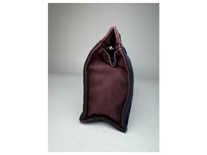 Vintage Hermès Canvas Clutch in Lila und Schwarz - Ansicht 9