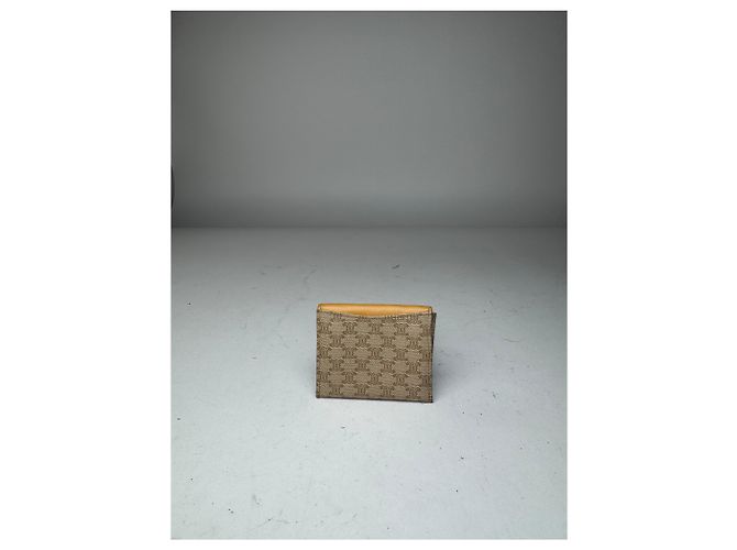 Triomphe Céline Vintage Celine Paris Leather Purse beige Yellow - view 11