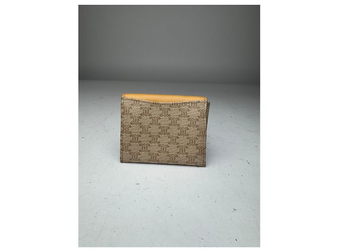 Triomphe Céline Vintage Celine Paris Leather Purse beige Yellow - view 2