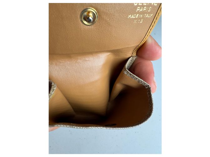 Triomphe Céline Vintage Celine Paris Leather Purse beige Yellow - view 6
