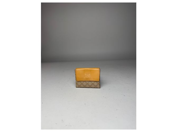 Triomphe Céline Vintage Celine Paris Leather Purse beige Yellow - view 8