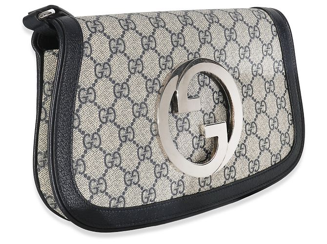 Borsa a spalla Blondie in tela GG Supreme beige e blu di Gucci - vista 4