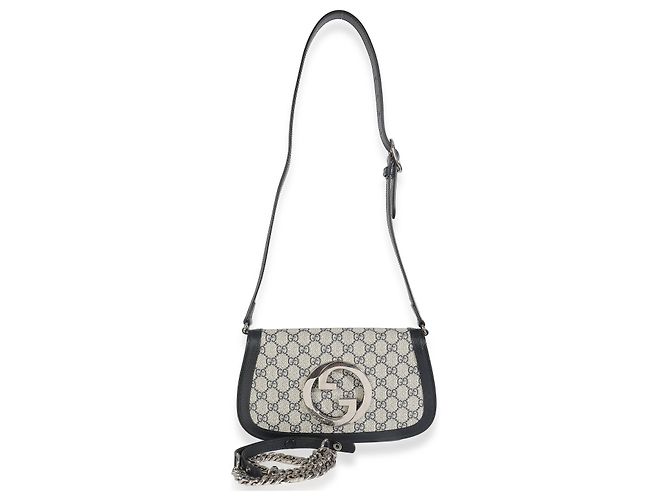 Borsa a spalla Blondie in tela GG Supreme beige e blu di Gucci - vista 5