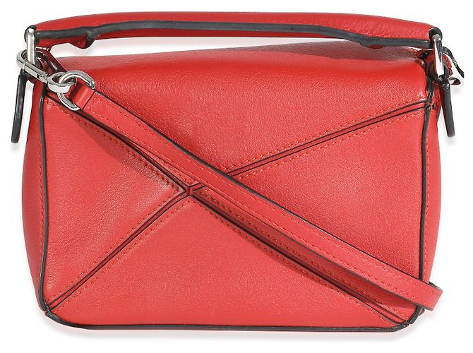Borsa Mini Puzzle in Pelle di Vitello Scarlet Loewe Rosso - vista 2
