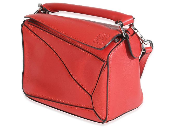Borsa Mini Puzzle in Pelle di Vitello Scarlet Loewe Rosso - vista 3