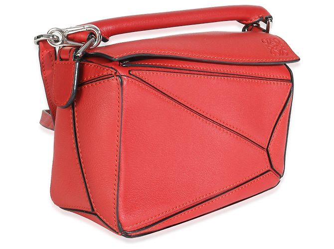 Borsa Mini Puzzle in Pelle di Vitello Scarlet Loewe Rosso - vista 4