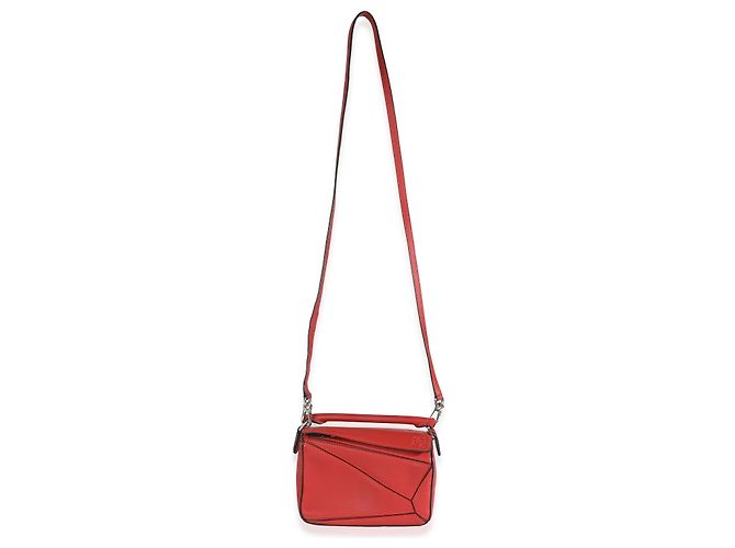Borsa Mini Puzzle in Pelle di Vitello Scarlet Loewe Rosso - vista 5