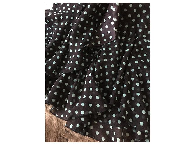 Vestido Apostrophe de seda com bolinhas verdes e preto - vista 5
