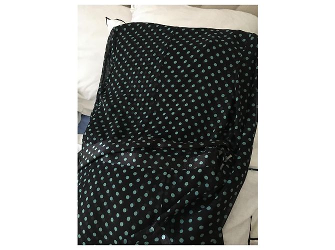 Vestido Apostrophe de seda com bolinhas verdes e preto - vista 6