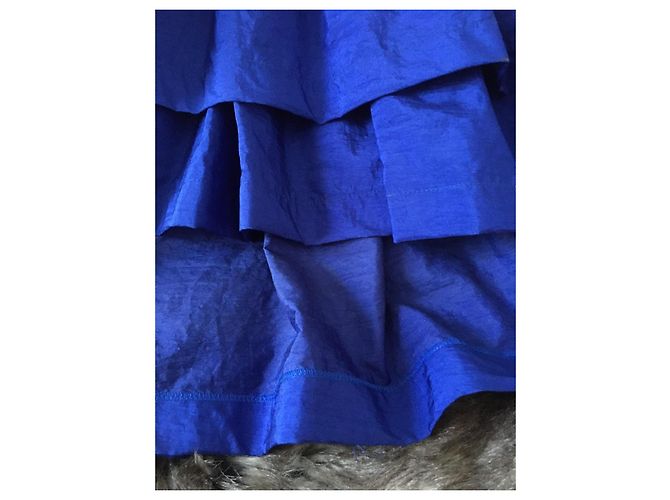 Autre Marque Jacques Gratz Cocktailkleid Blau Satin mit Punkten - Ansicht 4