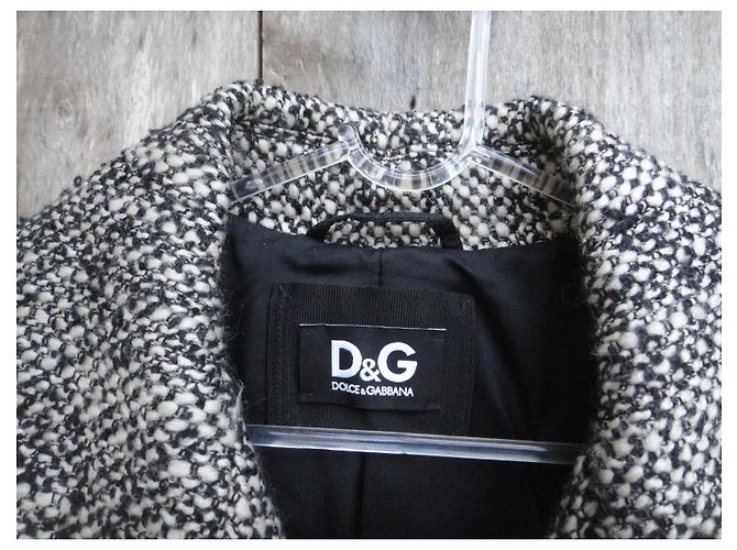 Abrigo de tweed Dolce & Gabbana negro y blanco - vista 3