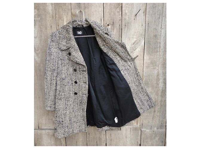 Abrigo de tweed Dolce & Gabbana negro y blanco - vista 7