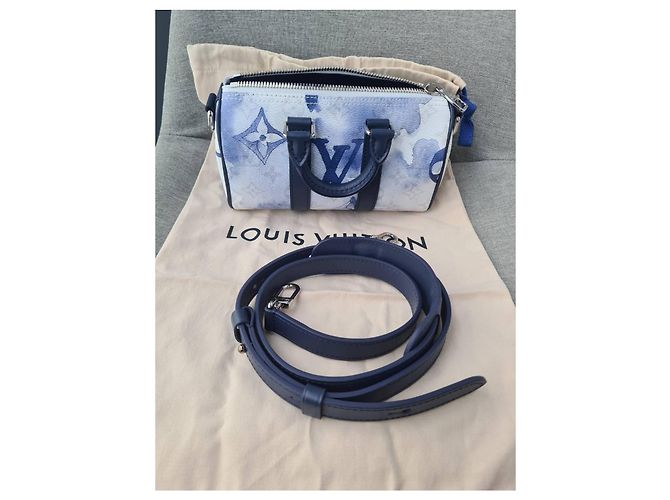 Borsa a tracolla Keepall XS Monogram Watercolor Bianco Blu di Louis Vuitton - vista 10