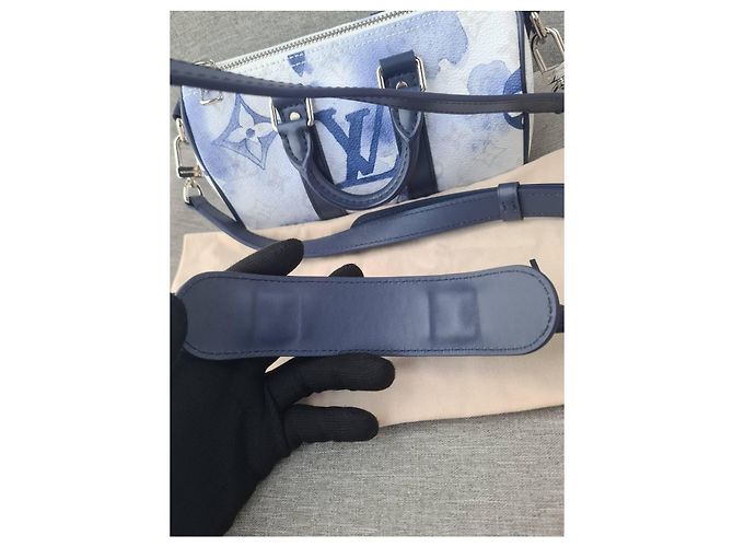Borsa a tracolla Keepall XS Monogram Watercolor Bianco Blu di Louis Vuitton - vista 13