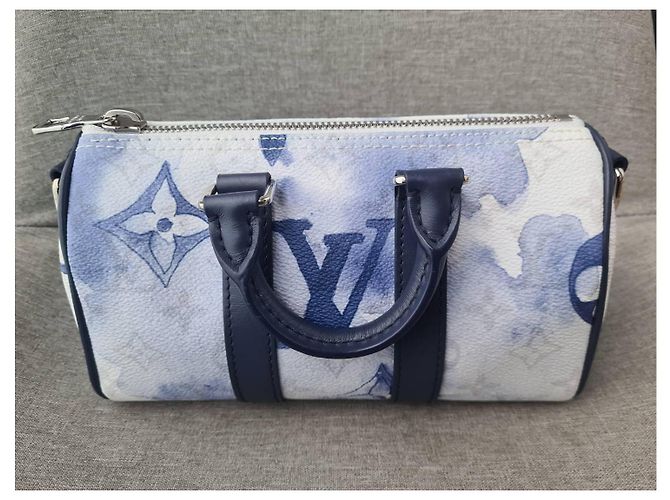 Borsa a tracolla Keepall XS Monogram Watercolor Bianco Blu di Louis Vuitton - vista 2