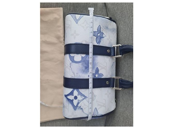Borsa a tracolla Keepall XS Monogram Watercolor Bianco Blu di Louis Vuitton - vista 20