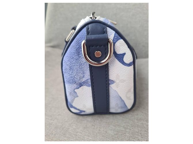 Borsa a tracolla Keepall XS Monogram Watercolor Bianco Blu di Louis Vuitton - vista 4