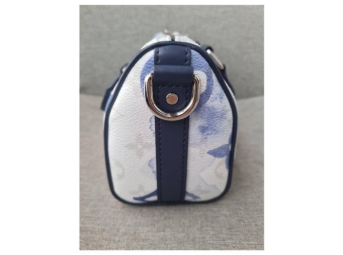 Borsa a tracolla Keepall XS Monogram Watercolor Bianco Blu di Louis Vuitton - vista 5