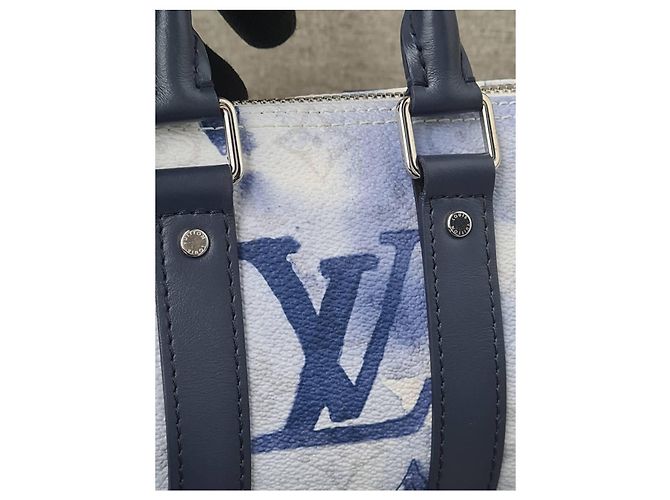 Borsa a tracolla Keepall XS Monogram Watercolor Bianco Blu di Louis Vuitton - vista 8