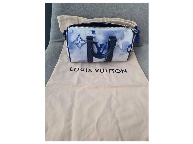 Borsa a tracolla Keepall XS Monogram Watercolor Bianco Blu di Louis Vuitton - vista 9